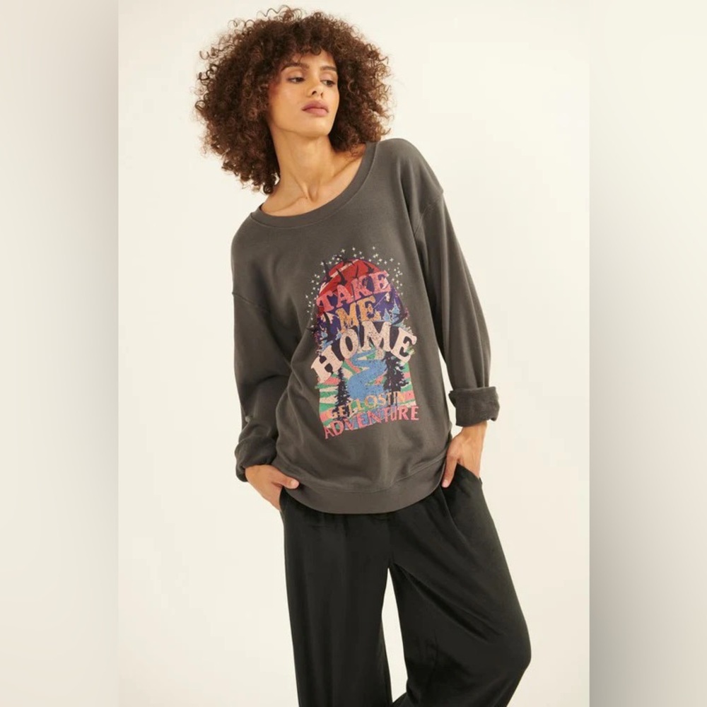 Vintage Canvas Forest Adventure Garment-Dyed Graphic Sweatshirt